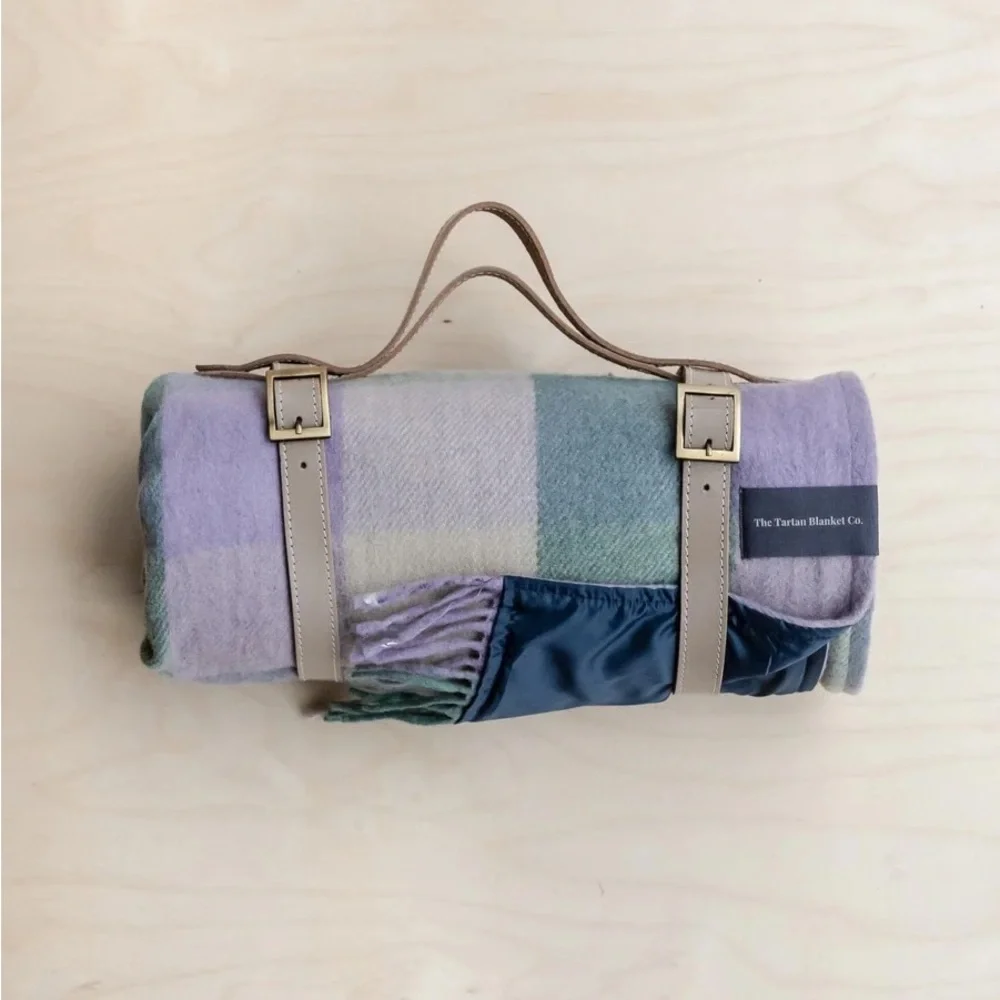 New🌟Recycled Wool Picnic Blanket in Thistle Meadow Check